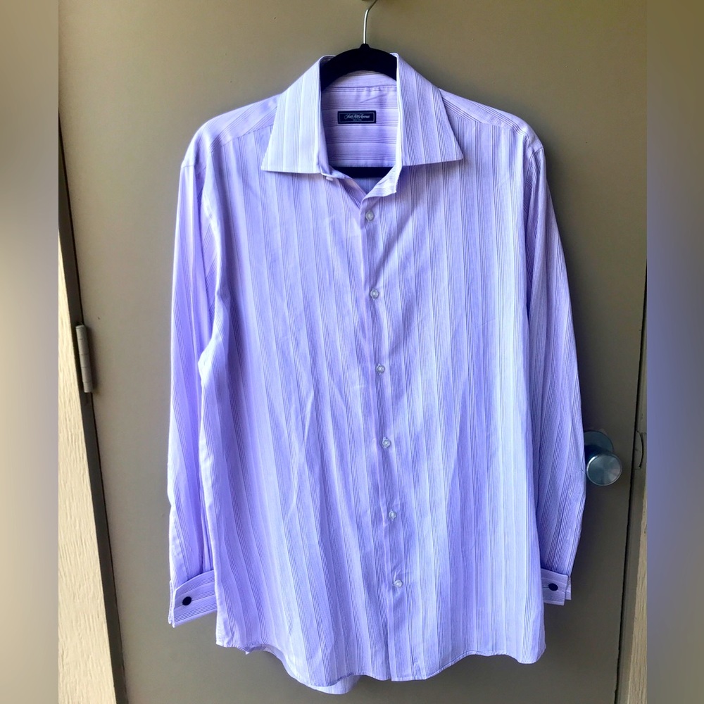 Saks Fifth Avenue Mens Pin Stripe Cuff Link Shirt Size 16R